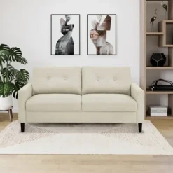Beige Button Tufted Sofa-Kirkland's Home Clearance