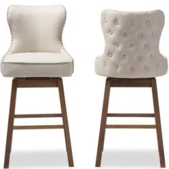 Beige Button Tufted Swivel Bar Stools, Set Of 2-Kirkland's Home Flash Sale
