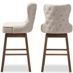 Beige Button Tufted Swivel Bar Stools, Set Of 2-Kirkland's Home Flash Sale