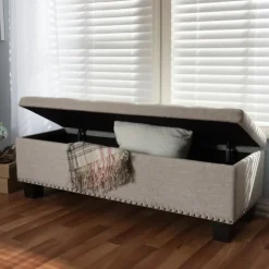 Beige Button-Tufted Upholstered Storage Bench-Kirkland's Home Cheap