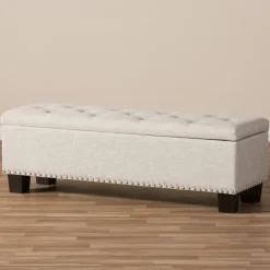 Beige Button-Tufted Upholstered Storage Bench-Kirkland's Home Cheap