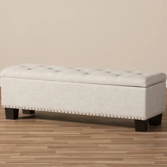 Beige Button-Tufted Upholstered Storage Bench-Kirkland's Home Cheap
