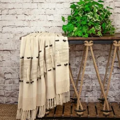 Beige Chunky Stitch Cotton Throw-Kirkland's Home Outlet
