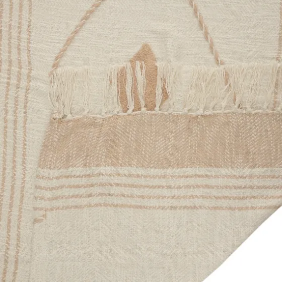 Beige Cotton Diamond Geometric Fringe Throw-Kirkland's Home New