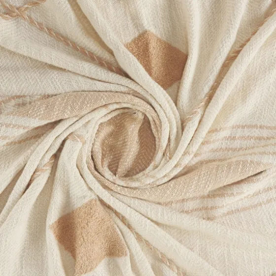 Beige Cotton Diamond Geometric Fringe Throw-Kirkland's Home New
