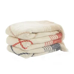 Beige Cotton Diamond Geometric Fringe Throw-Kirkland's Home New