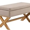 Beige Crossed Storage Ottoman-Kirkland's Home Sale