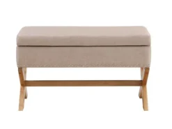 Beige Crossed Storage Ottoman-Kirkland's Home Sale