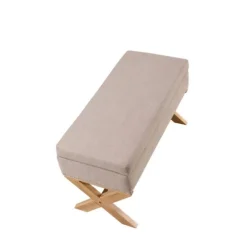 Beige Crossed Storage Ottoman-Kirkland's Home Sale