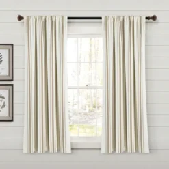 Beige Farmhouse Stripe Curtain Panels, Set Of 2-Kirkland's Home Best Sale