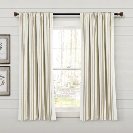 Beige Farmhouse Stripe Curtain Panels, Set Of 2-Kirkland's Home Best Sale