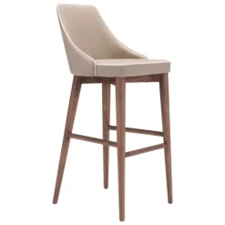 Beige Faux Leather And White Trim Bar Stool-Kirkland's Home Outlet