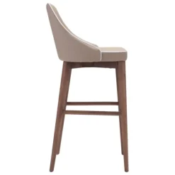 Beige Faux Leather And White Trim Bar Stool-Kirkland's Home Outlet