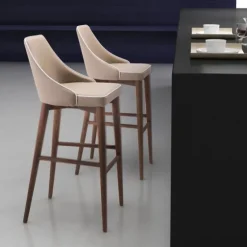Beige Faux Leather And White Trim Bar Stool-Kirkland's Home Outlet