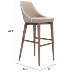 Beige Faux Leather And White Trim Bar Stool-Kirkland's Home Outlet