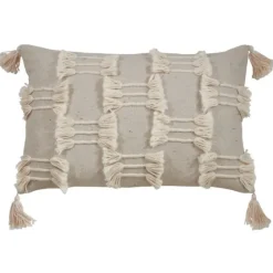 Beige Frayed Tassel Lumbar Pillow-Kirkland's Home Best
