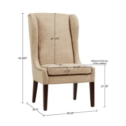 Beige High Wingback Nailhead Trim Dining Chair-Kirkland's Home Discount