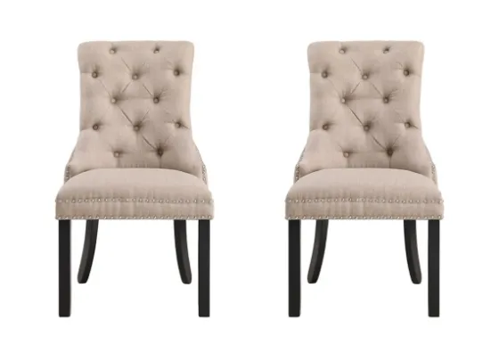 Beige Hourglass Tufted Dining Chairs, Set Of 2-Kirkland's Home Outlet