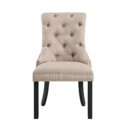 Beige Hourglass Tufted Dining Chairs, Set Of 2-Kirkland's Home Outlet