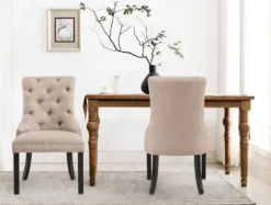 Beige Hourglass Tufted Dining Chairs, Set Of 2-Kirkland's Home Outlet