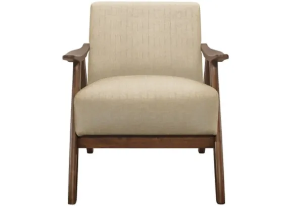 Beige Mid-Century Hazel Wood Frame Accent Chair-Kirkland's Home Online