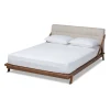 Beige Tufted And Natural Walnut Full Platform Bed-Kirkland's Home New