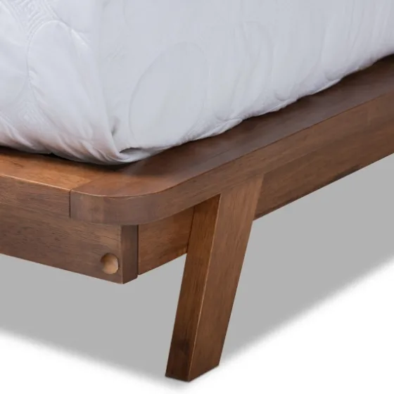 Beige Tufted And Natural Walnut Full Platform Bed-Kirkland's Home New