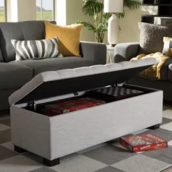 Beige Tufted Contemporary Storage Bench-Kirkland's Home Hot