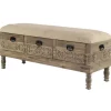 Beige Upholstered Acanthus Carved Wooden Bench-Kirkland's Home Best Sale