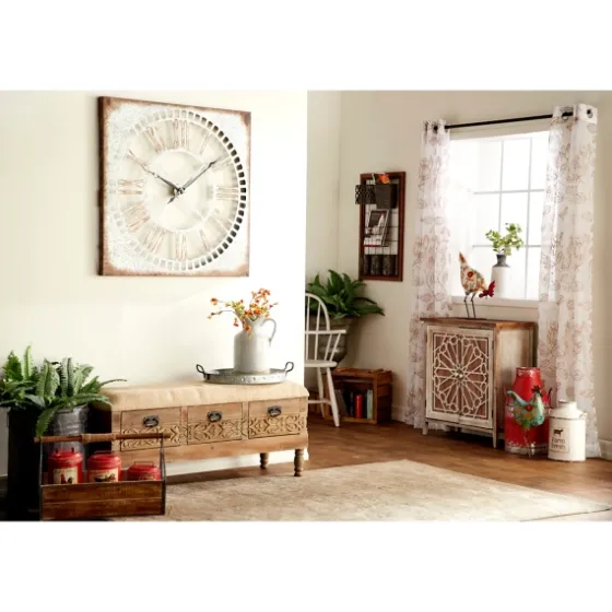 Beige Upholstered Acanthus Carved Wooden Bench-Kirkland's Home Best Sale