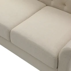 Beige Upholstered Button Tufted Loveseat-Kirkland's Home Outlet