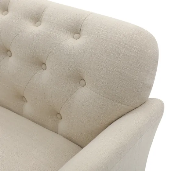Beige Upholstered Button Tufted Loveseat-Kirkland's Home Outlet