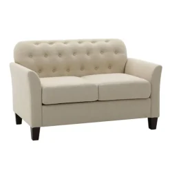 Beige Upholstered Button Tufted Loveseat-Kirkland's Home Outlet