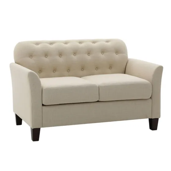 Beige Upholstered Button Tufted Loveseat-Kirkland's Home Outlet