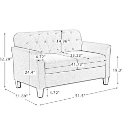Beige Upholstered Button Tufted Loveseat-Kirkland's Home Outlet