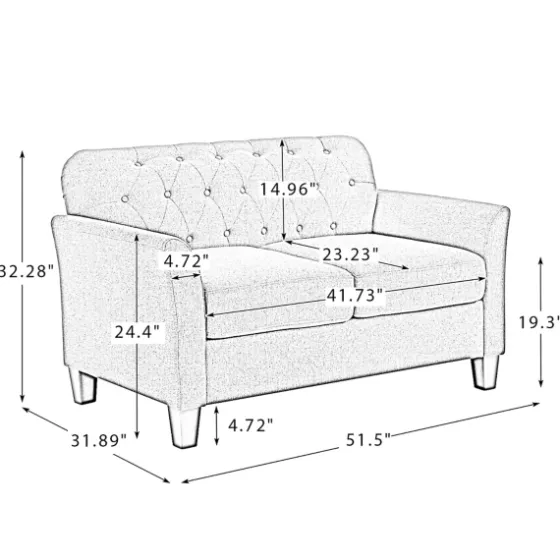 Beige Upholstered Button Tufted Loveseat-Kirkland's Home Outlet