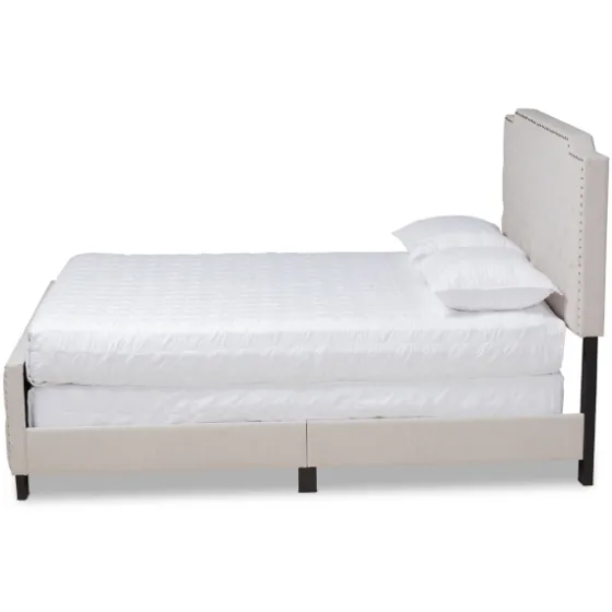 Beige Upholstered Button Tufted King Panel Bed-Kirkland's Home Best Sale