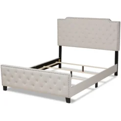 Beige Upholstered Button Tufted King Panel Bed-Kirkland's Home Best Sale