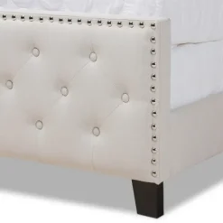 Beige Upholstered Button Tufted King Panel Bed-Kirkland's Home Best Sale