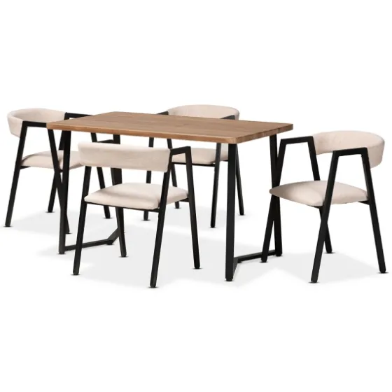 Beige Upholstered Metal Frame 5-Pc. Dining Set-Kirkland's Home Fashion