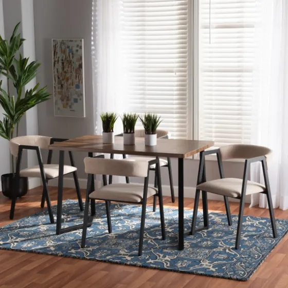 Beige Upholstered Metal Frame 5-Pc. Dining Set-Kirkland's Home Fashion