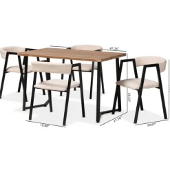 Beige Upholstered Metal Frame 5-Pc. Dining Set-Kirkland's Home Fashion