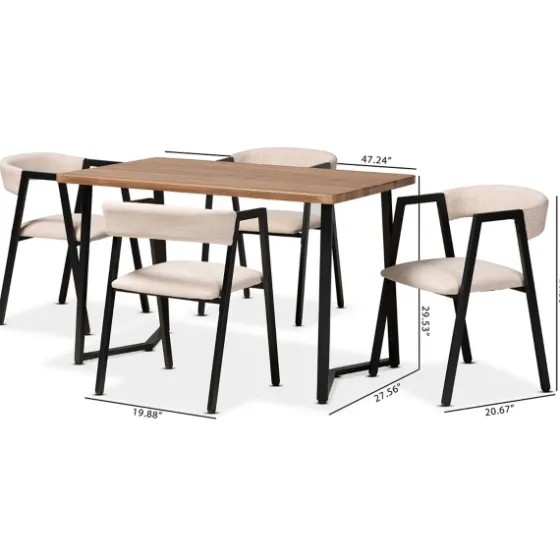 Beige Upholstered Metal Frame 5-Pc. Dining Set-Kirkland's Home Fashion