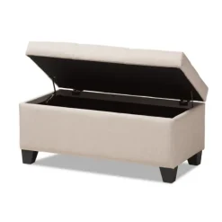 Beige Upholstered Storage Ottoman-Kirkland's Home Sale