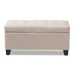 Beige Upholstered Storage Ottoman-Kirkland's Home Sale