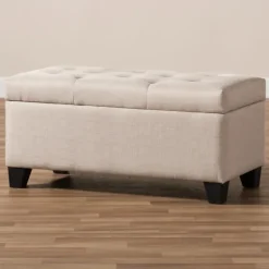 Beige Upholstered Storage Ottoman-Kirkland's Home Sale