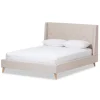 Beige Upholstered Wingback Queen Platform Bed-Kirkland's Home Cheap