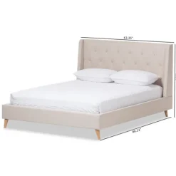 Beige Upholstered Wingback Queen Platform Bed-Kirkland's Home Cheap