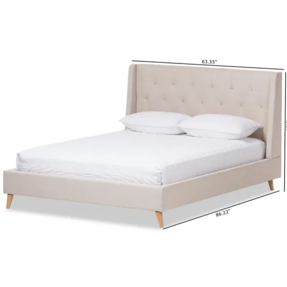 Beige Upholstered Wingback Queen Platform Bed-Kirkland's Home Cheap