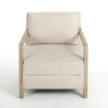 Beige Upholstered Wood Arm Accent Chair-Kirkland's Home Outlet